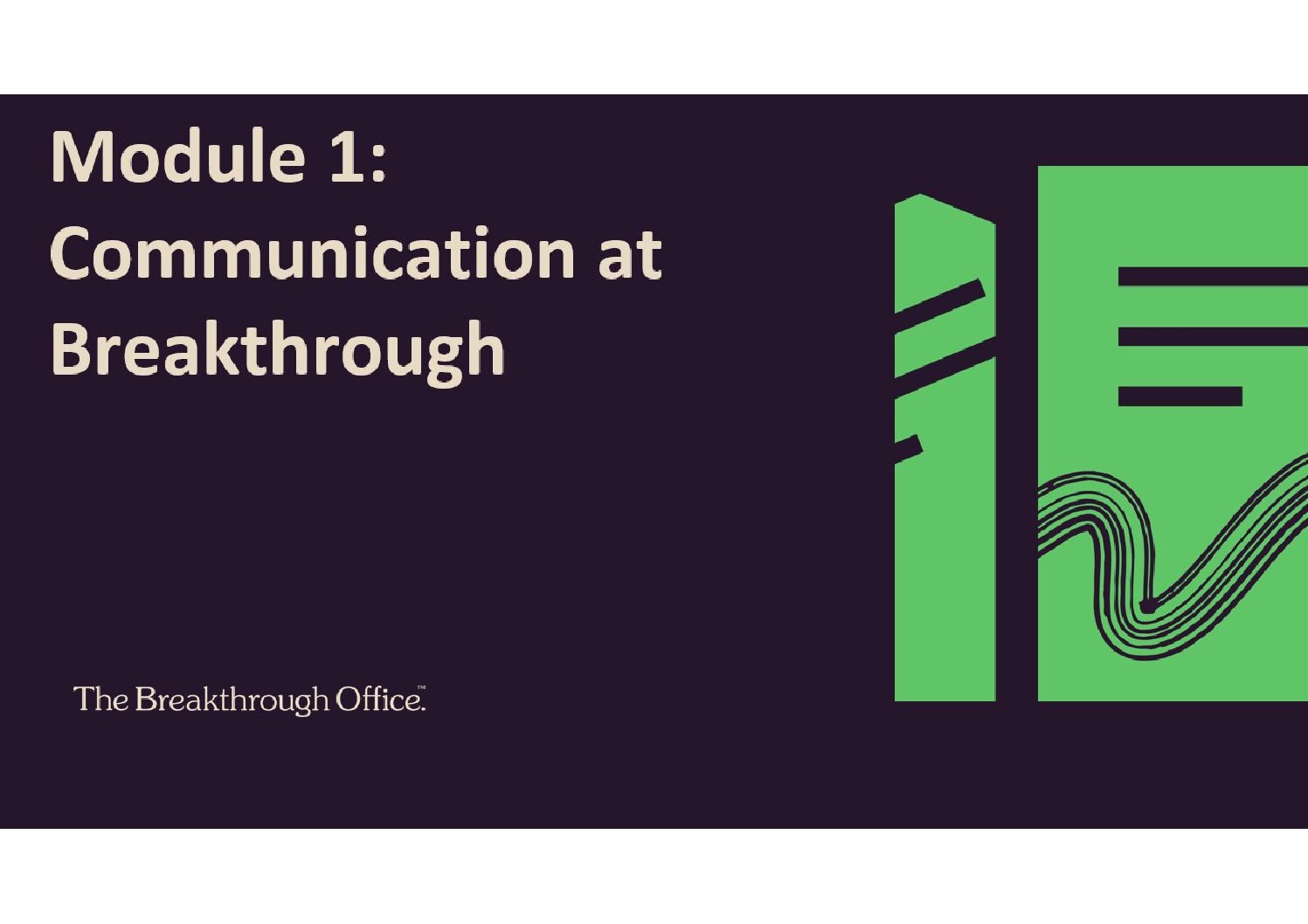 Module 1: Communication at Breakthrough